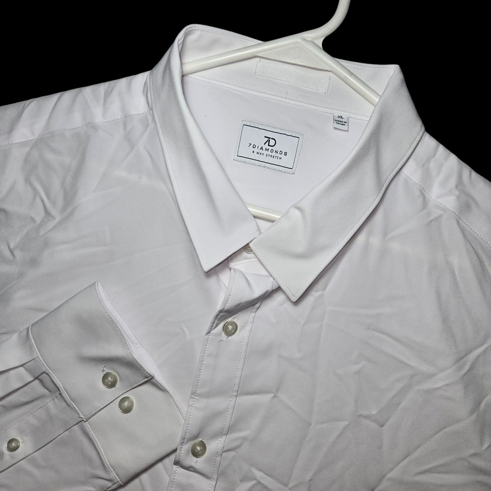 7 Diamonds 4-Way Stretch Liberty Woven Shirt White Mens XL SMK-7334 Long Sleeve